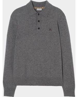 Burberry Apos;S Carson Ekd Cashmere-Blend Polo Shirt - Gray