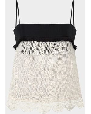 Et Ochs Jayde Square-Neck Embroidered Net Top - White