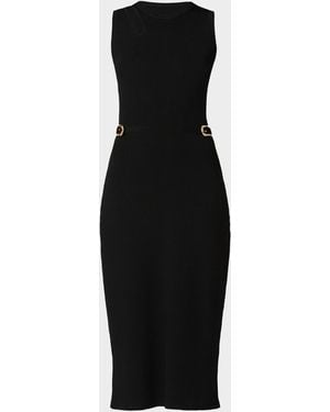 Shoshanna Fleur Cutout Rib Knit Bodycon Midi Dress - Black