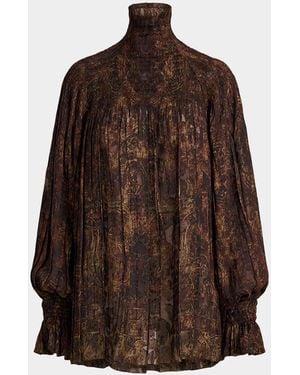 Ralph Lauren Maddison Paisley Fil Coupé Top - Brown