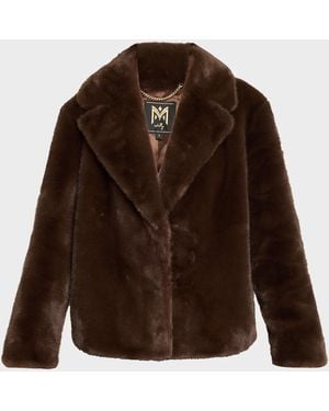 MILLY Harlow Faux Mink Coat - Brown