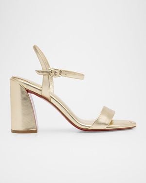 Christian Louboutin 85Mm Jane Metallic Leather Ankle-Strap Sandals