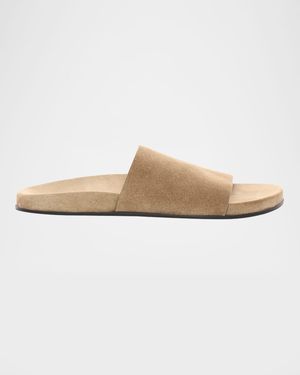 The Row Hugh Suede Flat Slide Sandals - Multicolor