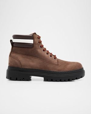 Bally Hallen Suede Combat Boots - Brown
