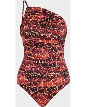 Ulla Johnson Ibiza Ruched One-Piece Swimsuit - Red
