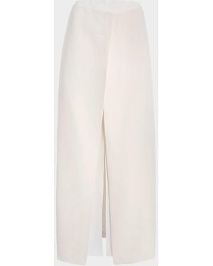 KHAITE Tal Layered Slit Maxi Skirt - White