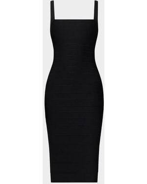 Hervé Léger The Neri Lace-Up Bandage Midi Dress - Black