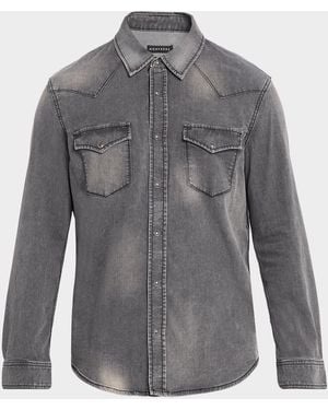 Monfrere Apos;S Eastwood Denim Snap-Button Western Shirt - Gray