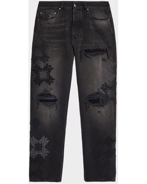 Amiri Apos;S Mx1 Ma Quad Distressed Straight-Leg Jeans - Gray