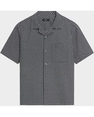 Theory Geometric Dobby Pocket Camp Shirt - Gray
