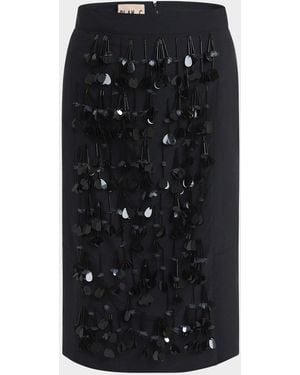 Plan C Sequined Straight Midi Skirt - Black