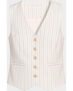 Tahari The Liliana Striped Button-Down Vest - White