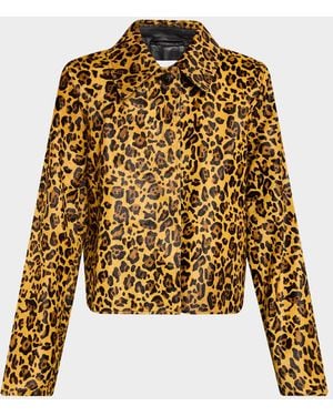 Tanya Taylor Naomi Leopard-Print Calf Hair Jacket - Metallic