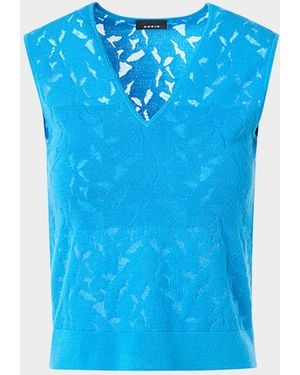 Akris Whitecaps Knit V-Neck Vest - Blue