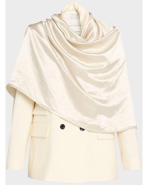 Maria McManus Draped Satin Cloak Double-Breasted Blazer - Natural