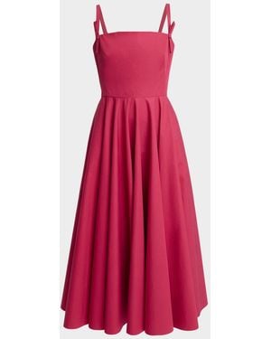 Givenchy Bow Sleeveless Midi A-Line Dress - Red