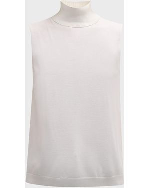 Lafayette 148 New York Sleeveless Matte Crepe Turtleneck Pullover - Gray