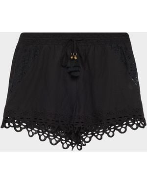 Ramy Brook Diane Eyelet Drawstring Shorts - Black