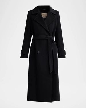 Cinzia Rocca Virgin Wool Double-Breasted Longline Coat - Black