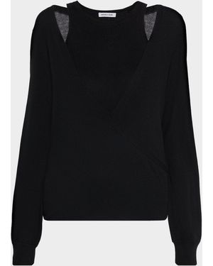 Veronica Beard Lolasee Layered Knit Top - Black