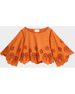 Figue Seline Broderie Anglaise Crop Top - Orange