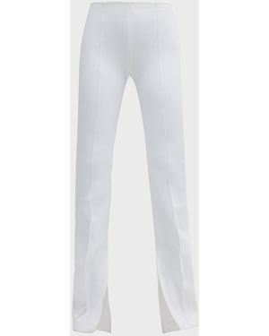 Adam Lippes Neoprene Slit-Cuff Flare Pants - White