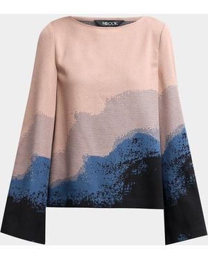 Misook Abstract Boatneck Tunic - Blue