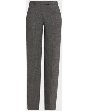 McQueen Prince Of Wales Wool Straight-Leg Pants - Gray
