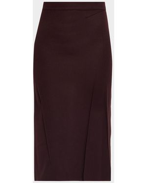 Victoria Beckham Pressed Crease Wool Tailored Midi Skirt - Purple