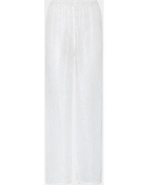 MILLY Celina Pinstriped Sheer Cover-Up Pants - White