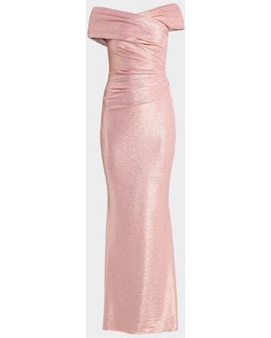 Talbot Runhof Mobina Draped Mirrorball Mermaid Gown - Pink