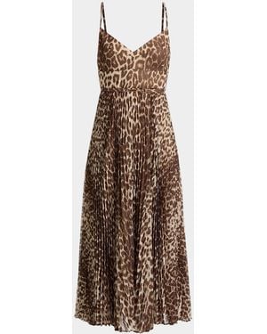 Zimmermann Sunray Pleated Picnic Midi-Dress - Brown