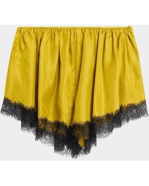 Ulla Johnson Georgina Lace-Trim Silk Shorts - Yellow
