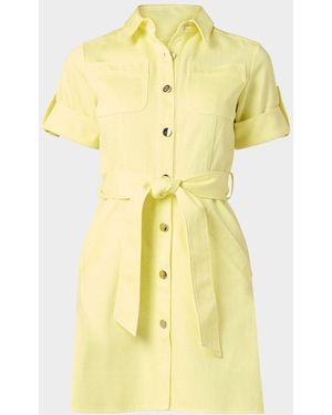 Shoshanna Corie Tie-Waist Cotton Mini Dress - Yellow