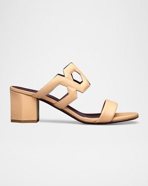 Bougeotte 55Mm Leather Link Block-Heel Sandals - White