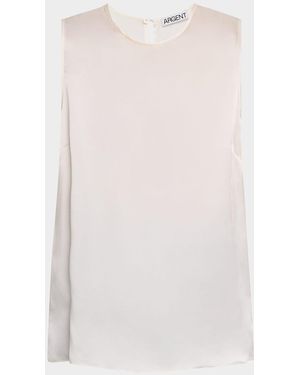 Argent Sleeveless Silk Charmeuse Tank - White