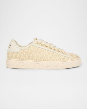 Versace Greca Jacquard Canvas Low-Top Sneakers - Natural