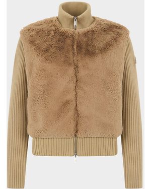 Moose Knuckles Dua Bunny Faux Fur Sweater Jacket - Natural