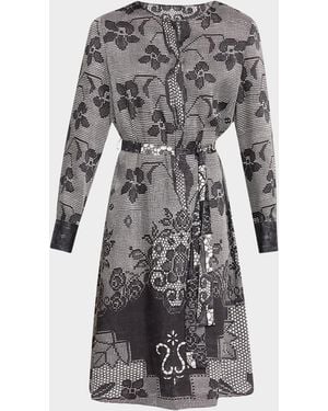 Kobi Halperin Michelle Floral Lace-Print Dress - Gray