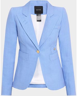 Smythe Duchess Tailored Linen Cutaway Blazer - Blue
