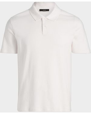 Vince Apos;S Rib-Knit Cotton-Blend Polo Shirt - White