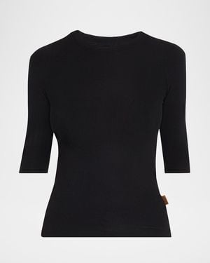 Jamie Haller The Rib Elbow-Sleeve Crew T-Shirt - Black