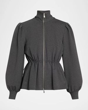Toccin Ida Zip-Front Peplum Jacket - Black