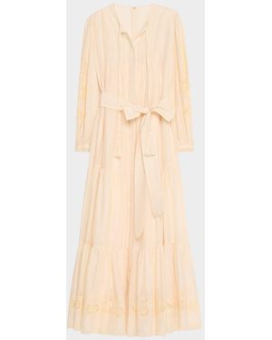 Kobi Halperin Shanice Tiered Floral-Embroidered Maxi Dress - Natural