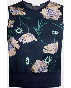 Erdem Floral Merino Wool Sleeveless Top - Blue