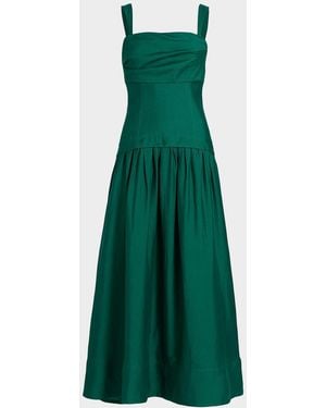 Acler Forever Young Reeve Linen-Blend Drop-Waist Maxi Dress - Green