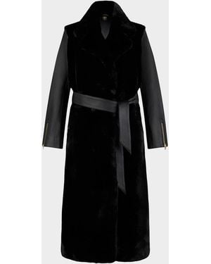 Moose Knuckles Bunny Tolina Faux-Fur Trench Coat - Black