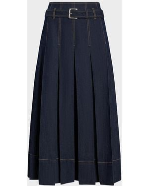 Cinq À Sept Rylee Pleated A-Line Midi Skirt - Blue