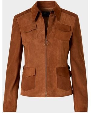 Akris Punto Suede Slim Zip Jacket - Brown
