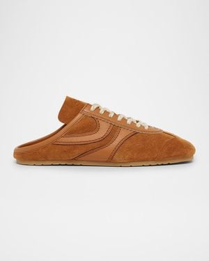 Dries Van Noten Mixed Leather Retro Runner Sneaker Mules - Brown